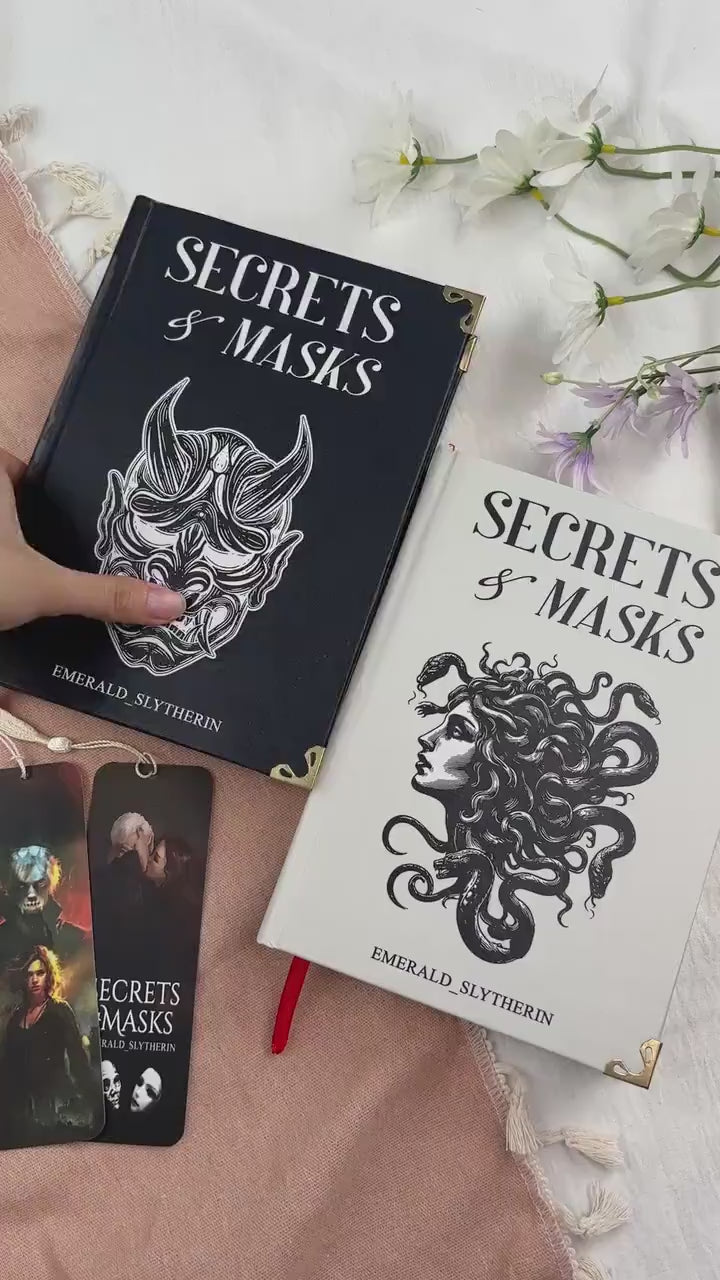 Secrets & Masks Hardcover Journal Set – Emerald Slytherin Edition, Dark Fantasy Illustration Notebook, Magical Art Collectible, Wizard-Themed Gift